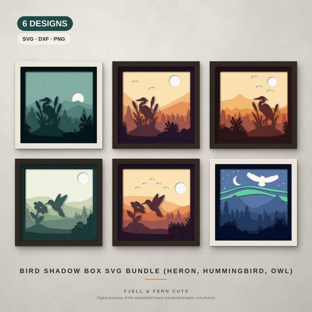 Bird Bundle layered papercut shadow box