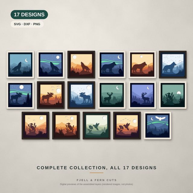 Complete Wildlife Bundle layered papercut shadow box