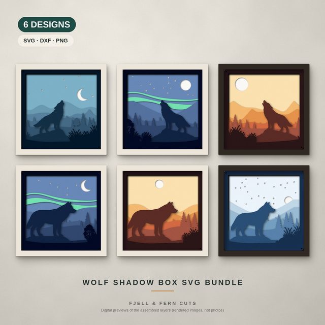 Wolf Bundle layered papercut shadow box